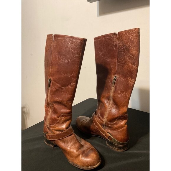 UGG Boots  Brown Leather Long Distressed sz. 7.5 - Picture 2 of 11